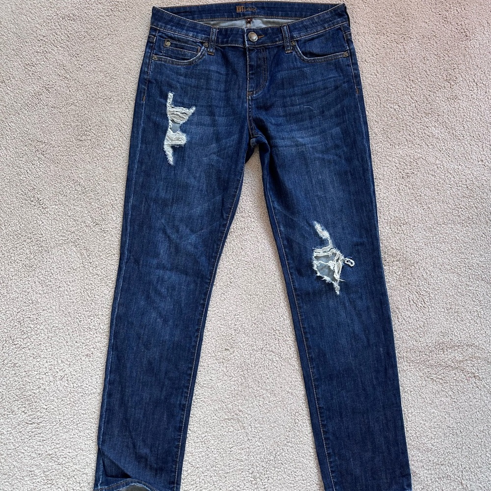 Kut from the Kloth Blue Skinny Jeans Distressed Size 6